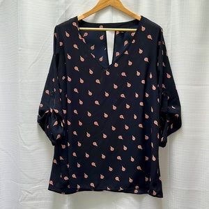 Navy hot air balloon Torrid tab sleeve blouse